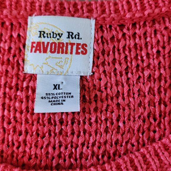 Ruby Rd. Favorites Geranium Sweater With Fringe and Decorative Beads sz X-Large - Picture 4 of 10